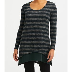 Jodifl Womens Long Striped Green Tunic Medium